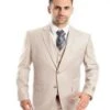 Men's Vested Two Button Solid Color Wedding And Business Tan Suit