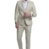Tan Linen Suit - Men's Two Button Peak Lapel Summer Linen Style Beach Tan Wedding Suit
