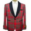 Mens Tartan Plaid Christmas Holiday Blazer In Red