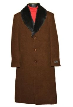Mens Overcoat -Mens Long Wool Topcoats- Topcoat For Men-Men's Dress Coat Brown