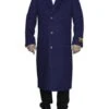 Mens Overcoat -Mens Long Wool Topcoats- Topcoat For Men-Men's Dress Coat Full Length Wool Dress Top Coat / Overcoat In Indigo ~ Bright Blue