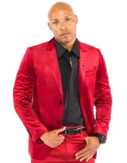 Men's Red Velvet Suit & Cheap Priced Men's Blazer Jacket For Men Sport Coat + Pants