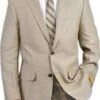 Beige Big And Tall Linen Suit
