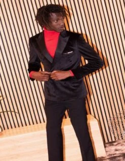Double Breasted Tuxedo - Velvet Dinner Jacket With Pants In Color Black -Alberto Nardoni Shop Velvet Dinner Jacket Pants in Color Black