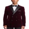 Double Breasted Tuxedo - Velvet Dinner Jacket With Pants In Color Maroon