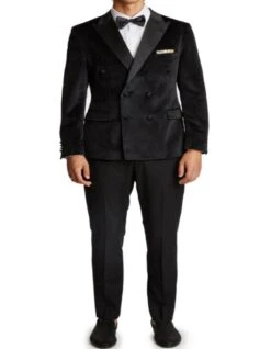 Double Breasted Tuxedo - Velvet Dinner Jacket With Pants In Color Black -Alberto Nardoni Shop Velvet Dinner Jackets with Pants in Color Black