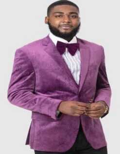 Paisley Blazer - Prom Tuxedo Dinner Jacket - Velvet Sport Jacket In Color Purple