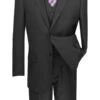 Sovana Collection - Regular Fit 3 Piece Suit 2 Button Tone On Tone Stripe In Black