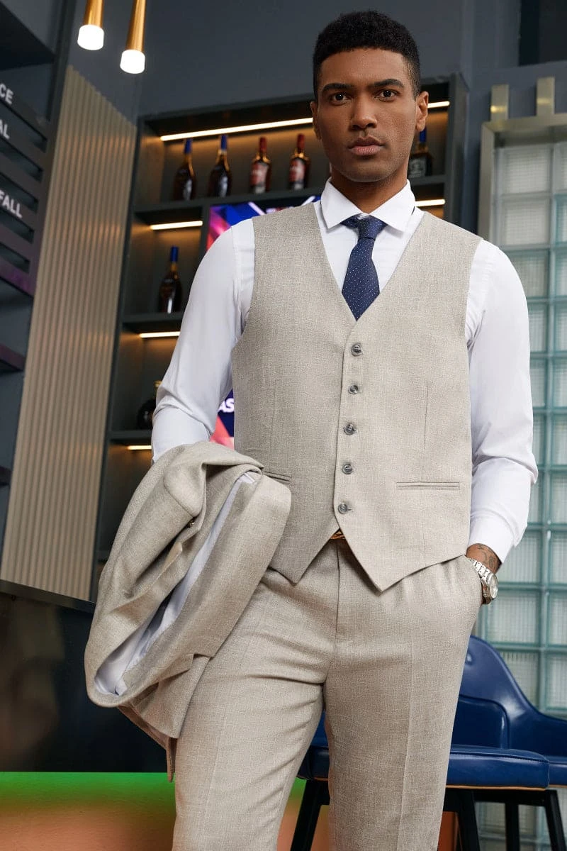 "Mens Stacy Adams Suit - Stacy Adams Suit Men's Summer Suit - Two Button Vested In Stone Grey" 3 "Mens Stacy Adams Suit - Stacy Adams Suit Men's Summer Suit - Two Button Vested In Stone Grey" - Image 3