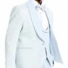 Mens One Button Solid Textured Vested Wedding And Prom Tuxedo In Sky Blue