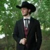 Western Suit - Trajes Para Hombres - Cowboy Formal Attire - Trajes De Novio - Two Button Peak Western Black