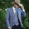 Western Suit - Trajes Para Hombres - Cowboy Formal Attire - Trajes De Novio - Two Button Notch Western Cornflower