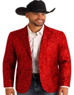 Western Blazer - Saco Vaquero Para Hombre - Paisley Blazer In Red