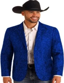 Western Blazer - Saco Vaquero Para Hombre - Paisley Blazer In Royal