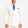 Mens White Double-Breasted Suit With Gold Buttons – Formal Slim Fit 2-Piece Set