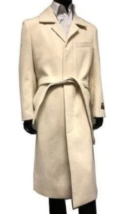 Belt Coat Mens Full Length Overcoat - Wholesale Coat - Wholesale Winter Coats -Alberto Nardoni Shop White Full Length Belt Coat Alberto