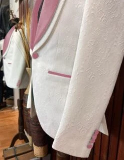 White And Rose Gold Tuxedo Suit - Wedding Groom Vested Suit -Alberto Nardoni Shop White and Rose Gold Tuxedos Suit