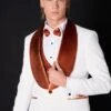 White And Orange Prom Tuxedo - Wedding Suit - Groom Tuxedo Suit