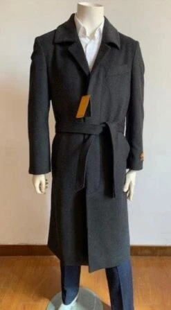 Belt Coat Mens Full Length Overcoat - Wholesale Coat - Wholesale Winter Coats -Alberto Nardoni Shop Wholesale Winter Coats Black