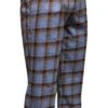 Mens Designer Wool Pleated Wide Leg Dress Pants In Blue And Brown Plaid