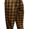 Mens Designer Wool Pleated Wide Leg Dress Pants In Copper And Mustard Plaid