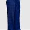 Mens Designer Wool Pleated Wide Leg Dress Pants In Sapphire Blue Plaid