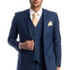 "Indigo Blue Men's Wedding & Business Suit - Vested Two Button Solid Color"