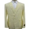 Men's Notch Label Yellow Colour Summer Seersucker Fabric Vested 3 Piece Suit