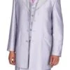 Mens 4 Button Vested Shiny Sharkskin Zoot Suit In Silver