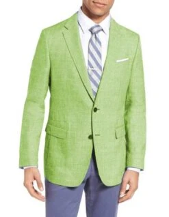 Green Color Blazer Apple Green Two Buttons Wool & Linen For Beach Wedding Outfit Slim Fit Blazer Suit Jacket
