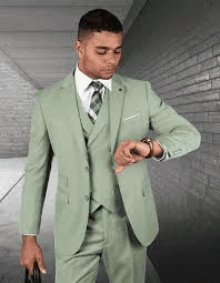 Men Suit Green Sage Suit Light Geeen