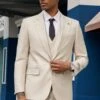 "Mens Stacy Adams Suit - Stacy Adams Suit Men's Summer Suit - Vested Peak Lapel In Light Tan"