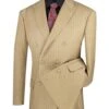 Banker Collection-Men's Double Breasted Pinstripe Camel Suit