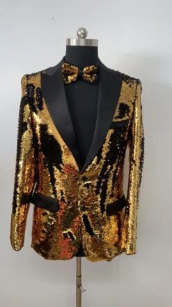 Big And Tall Mens Tuxedos - Black Gold Tuxedo