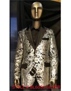 Big And Tall Mens Tuxedos - Silver Paisly Tuxedo