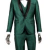 Black And Green Tuxedo - Mens 1 Button Shawl Lapel Vested Wedding | Prom Tuxedo In Emerald Green Sharkskin