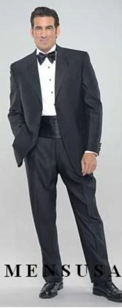 Black Wool Tuxedo With Cummerbund And Bowtie Package
