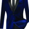 Mens Blue Wedding Suit Blue Velvet Slim Fit Tuxedo Men Tux Vinci