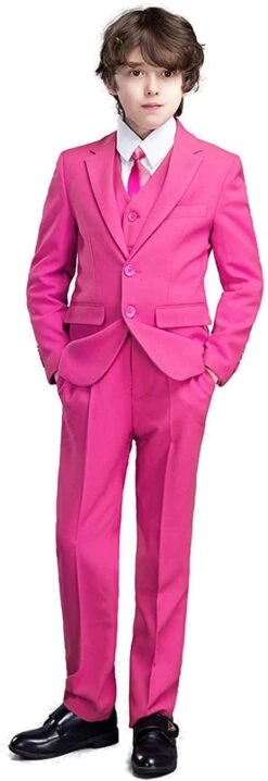 Boy Single Breasted Pink Suits