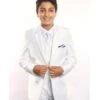 Boy White Suit - Notch Lapel Boy's 5 Piece White Kids Sizes Suit Perfect For Toddler Suit Wedding Attire Outfits Vested W/ White Shirt, Tie & Hanky Stylish