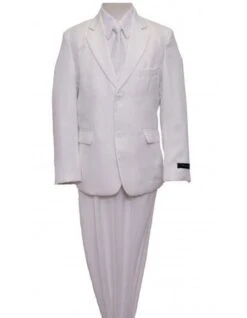 Boy White Suit - White Two Buttons Boys Husky Suit Cut Boy Suit