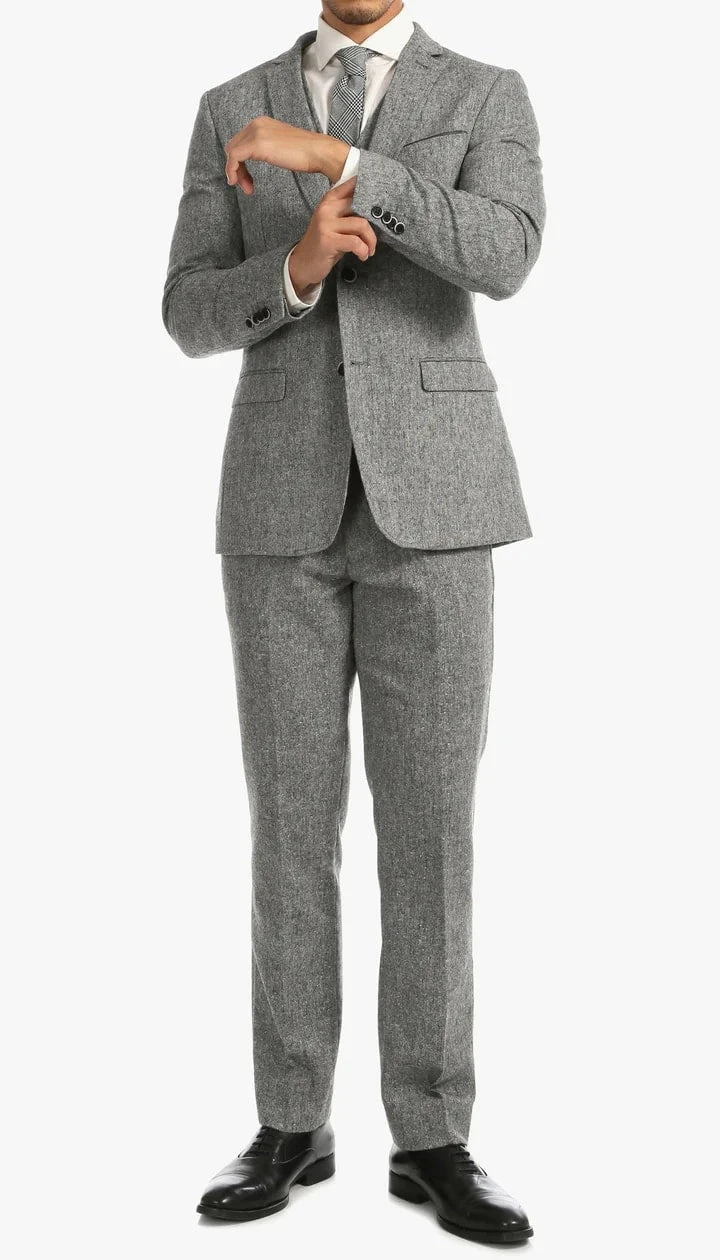 Bradford Grey Slim Fit 3 Piece Tweed Suit 2 Bradford Grey Slim Fit 3 Piece Tweed Suit - Image 2