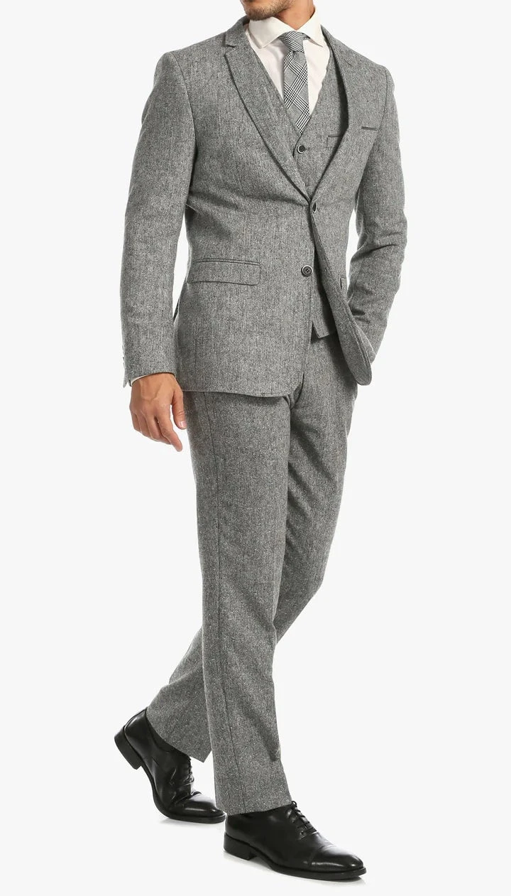 Bradford Grey Slim Fit 3 Piece Tweed Suit 7 Bradford Grey Slim Fit 3 Piece Tweed Suit - Image 7