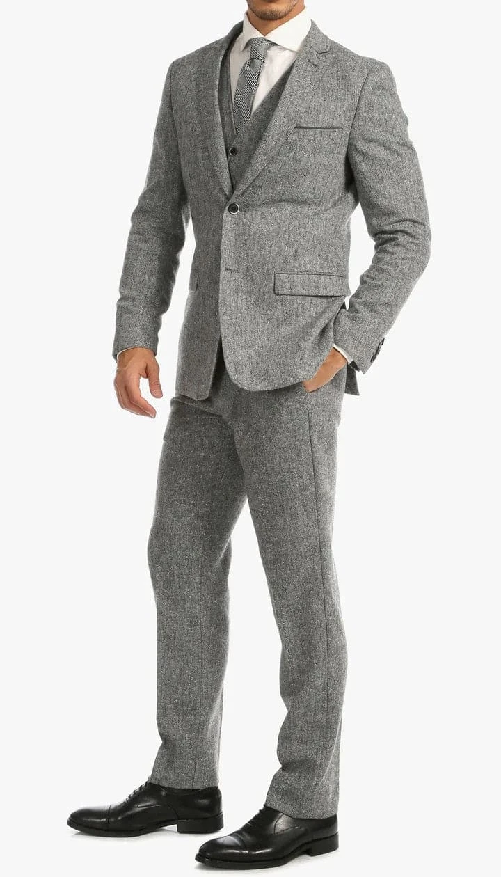 Bradford Grey Slim Fit 3 Piece Tweed Suit 1 Bradford Grey Slim Fit 3 Piece Tweed Suit