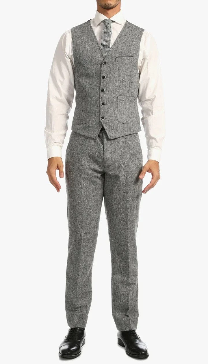 Bradford Grey Slim Fit 3 Piece Tweed Suit 5 Bradford Grey Slim Fit 3 Piece Tweed Suit - Image 5