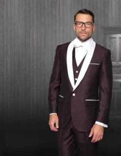 Mens Burgundy Groom Tuxedos