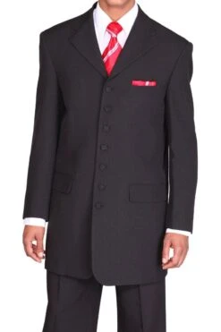 "Zoot Suit For Men - Long Black Poplin By Designer Brand"