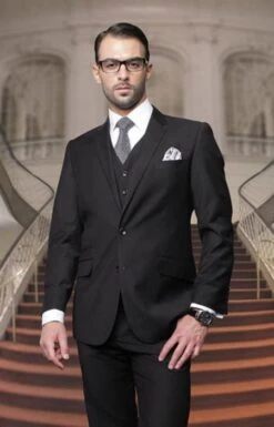 Big And Tall 3 Piece Suits - Black Suit