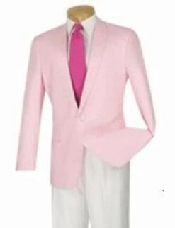 Colorful Blazer For Men - 2-Button Summer Linen Modern Fit Sport Coat Jacket Blazer Pink
