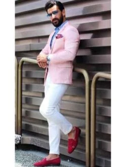 Colorful Blazer For Men - Men's Slim Fit Cheap Priced Designer Fashion Dress Casual Blazer On Sale Pink Blazer Linen Summer Fabric